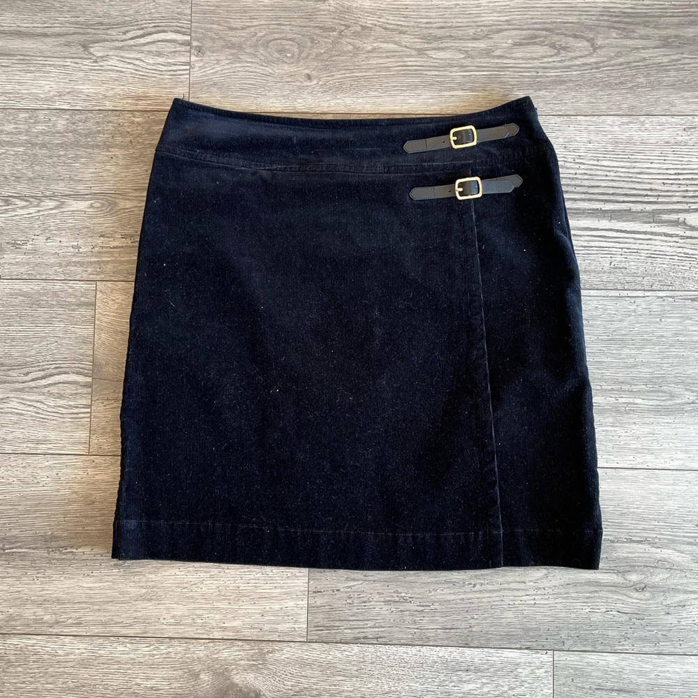 Charter Club Women’s Fold Over Skirt Faux Leather Buckle Black Size 6 Petite